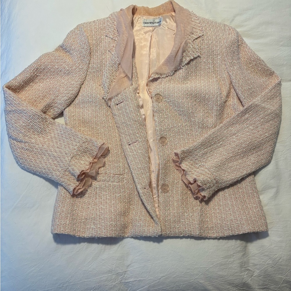 Bloomingdales Light Pink Tweed Blazer